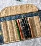 Blake: a patterned Cork 7-slot fountain pen roll with linen twill tie - Image 3