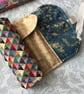 Tristan:  smaller tapestry 7-slot fountain pen roll & linen twill tie.           - Image 1