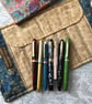 Tristan:  smaller tapestry 7-slot fountain pen roll & linen twill tie.           - Image 4