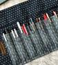 Arthurian: Large Tapestry 7-slot fountain pen roll with linen twill tie.       - Image 6