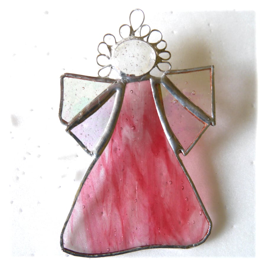 Angel Pink Stained Glass suncatcher Christmas decoration 