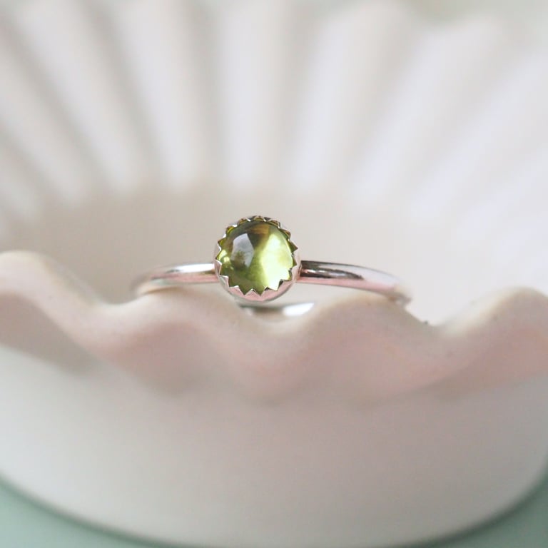 Peridot and Silver Gemstone Ring