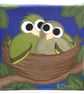 Greenfinch Nest Original Painting - cute Valentine's gift for garden bird lovers - Image 1