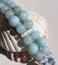 Aquamarine & Larimar Gemstone Crystal Beaded Bracelet "Caribbean Blues" - Image 4