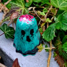 Spooky Cute Mini Ghost Figurines Eco-Resin Glitter Brain Detail Handmade Gothic 