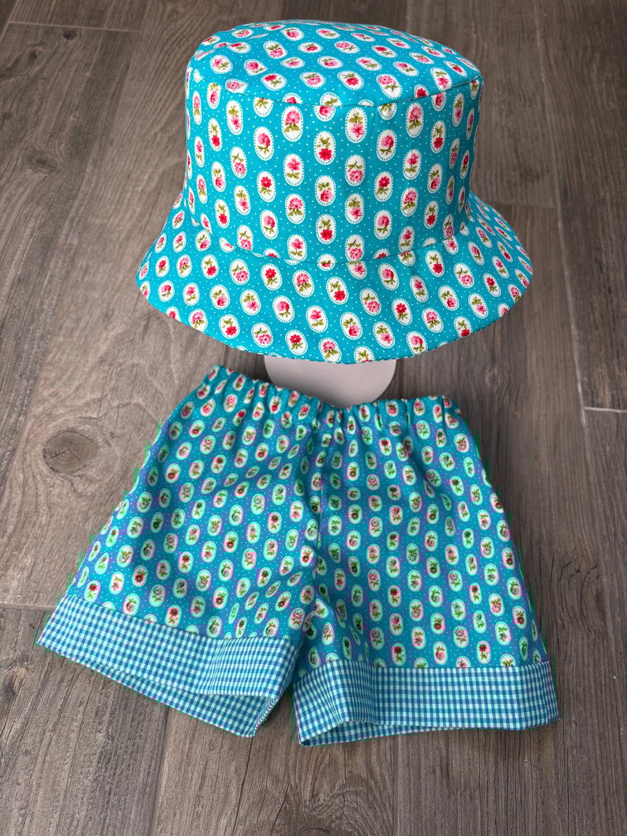 Rose Shorts and Hat Set