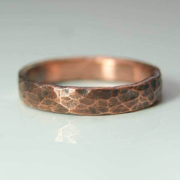 Pure Copper Ring, Hammered Copper Band, Boho Rings, Copper Jewellery