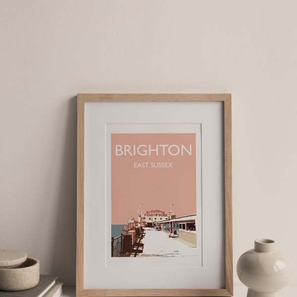 Brighton Pier, East Sussex, UK Giclee Travel Print (unframed)