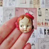 Handmade Doll Face Brooch - Bell Girl Judy