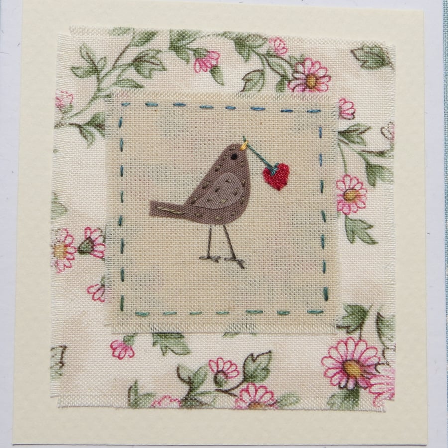Strawberry Thief - a hand-stitched card to make you smile!