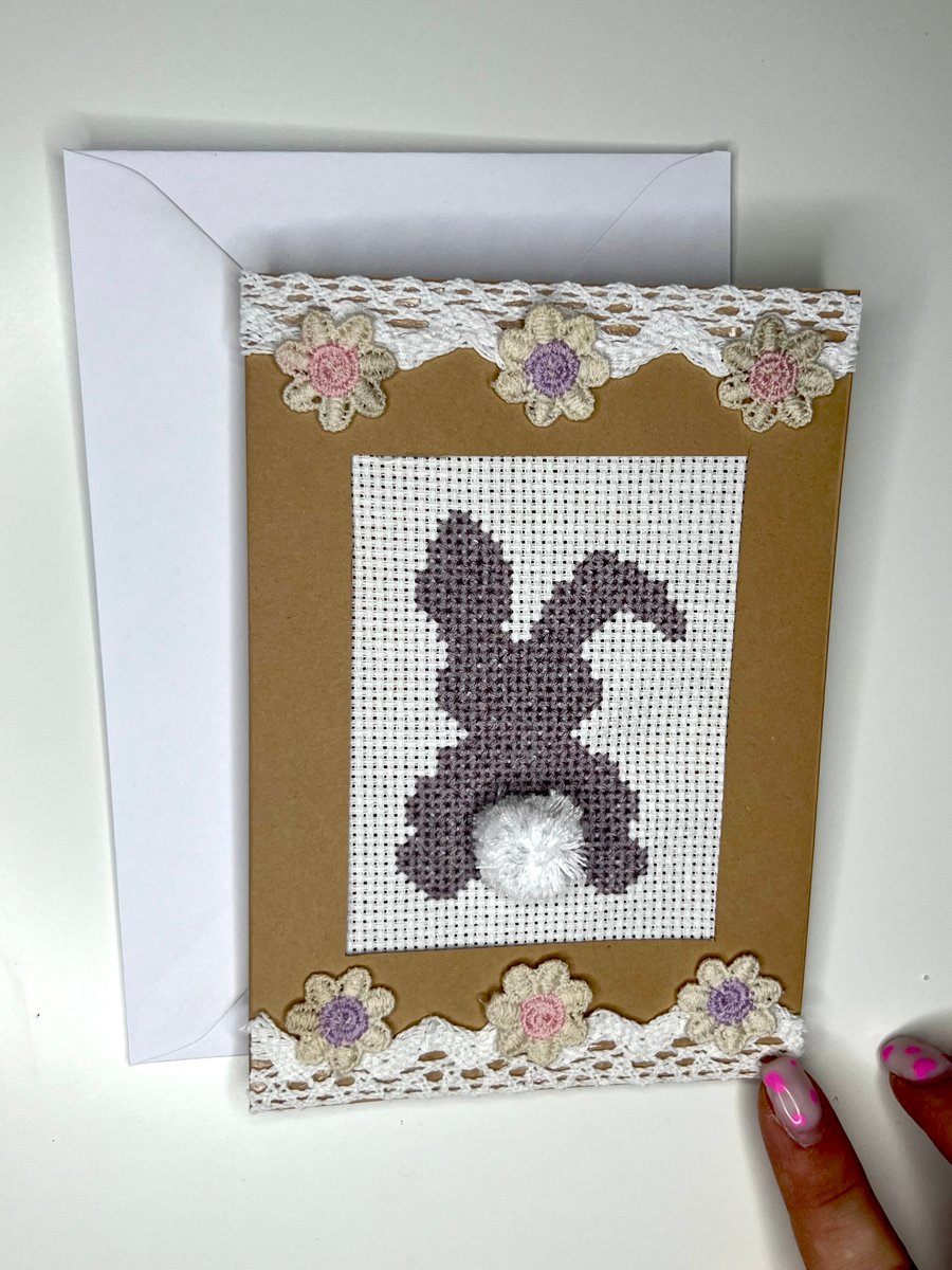 Cute bunny card with pompon