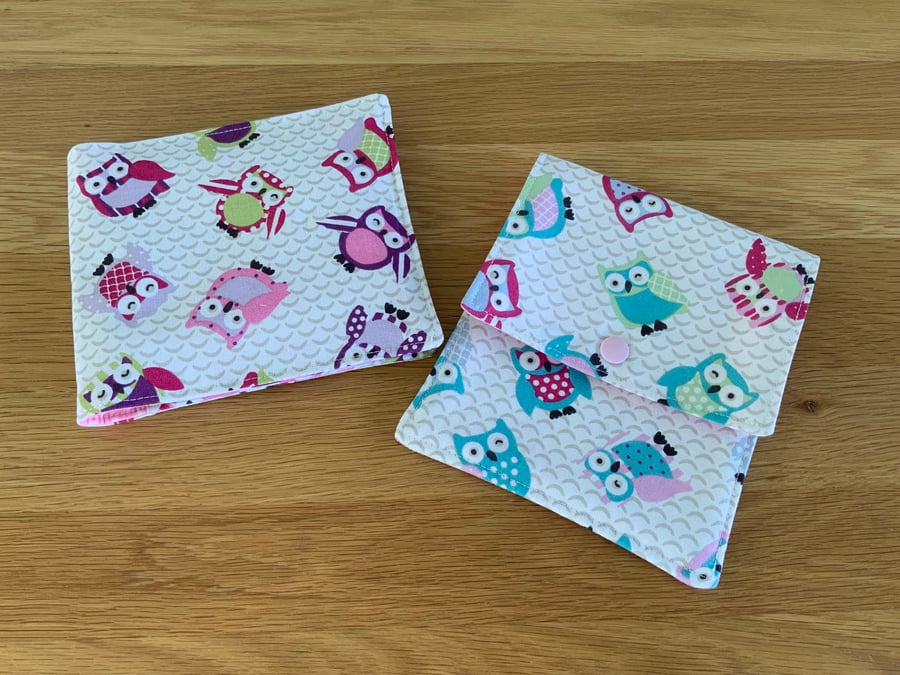 Custom Order for Sharon Holl -  2 x Personal Care Pouches, Purse, Owl Fabric