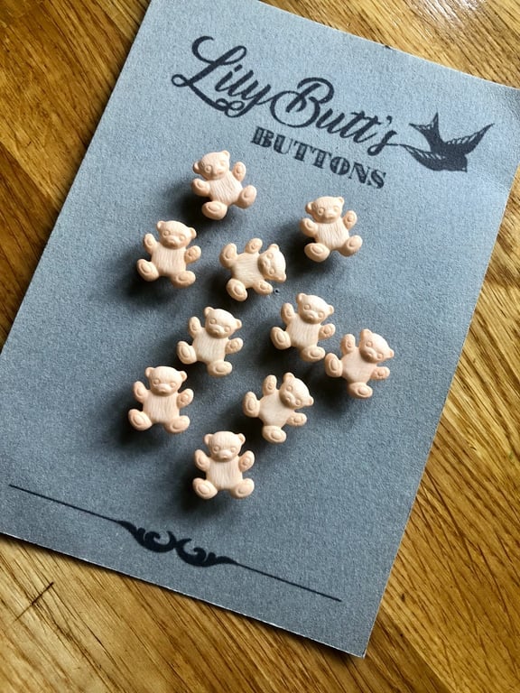 10 Vintage Peach Teddy Bear Buttons