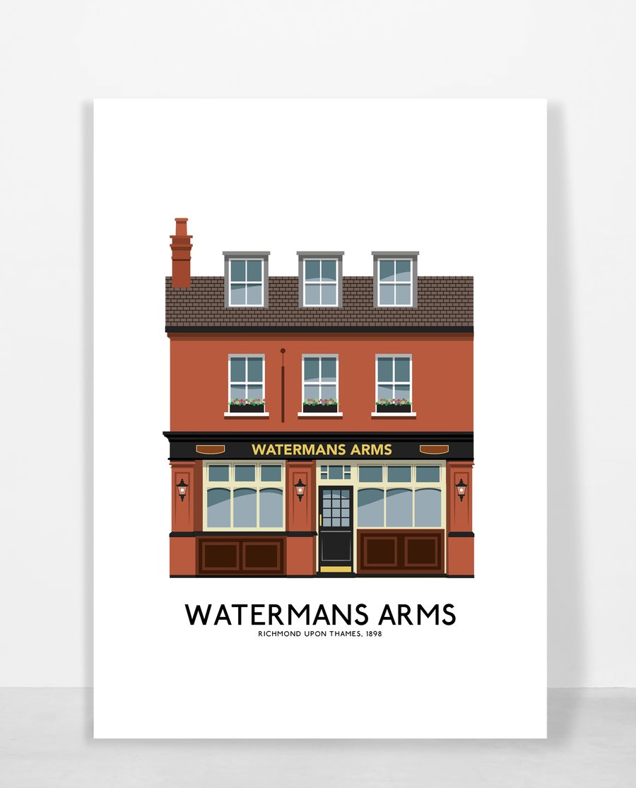 WATERMANS ARMS, RICHMOND UPON,THAMES, A4 Print