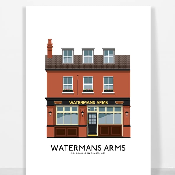 WATERMANS ARMS, RICHMOND UPON,THAMES, A4 Print