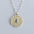 1919 Threepence pendant set with Blue Sapphire 