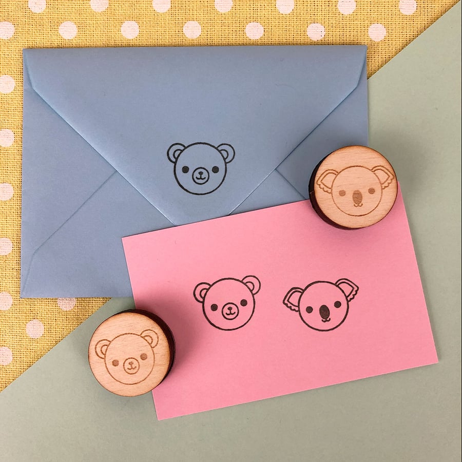 Kawaii Polymer Stamps - Bear & Koala