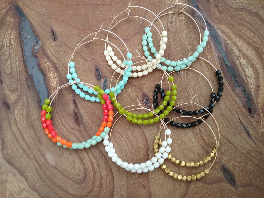 Gold  filled Hoops Aqua...