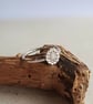 Silver Flower Stacking Ring with Hammered Band - Sterling and Fine Silver