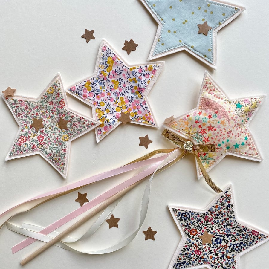 Liberty fabric wand, wishing wand, fairy wand, soft play wand, dress up