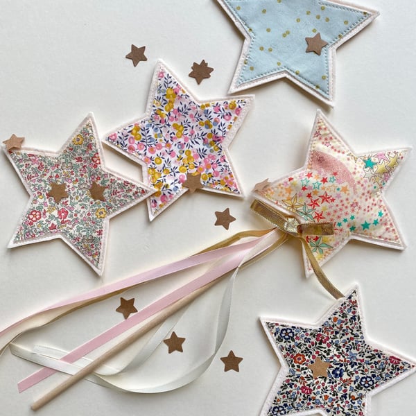 Liberty fabric wand, wishing wand, fairy wand, soft play wand, dress up