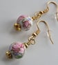 Printed Flower Beaded Ear-rings - Image 3