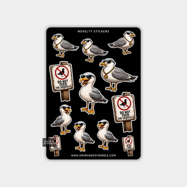 Funny Vinyl Sticker Sheet For Adults - Seagull