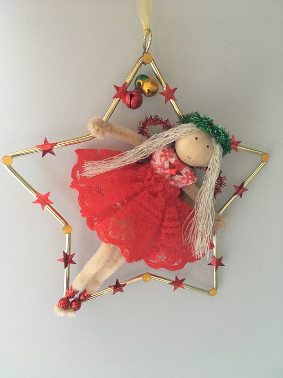 Fairy In Star Hanging Christmas Tree Decoration