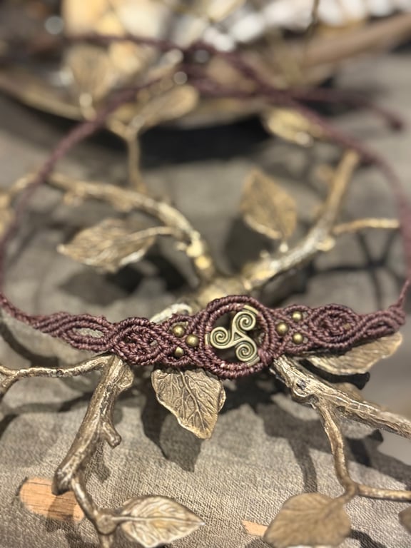 Bohemian Celtic Triskele spiral choker necklace, inc Free UK delivery 