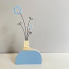 Forever flowers in wooden vase small - Soft Blue