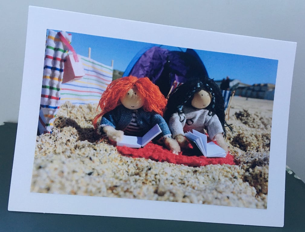 Reading On The Beach Photography Card 