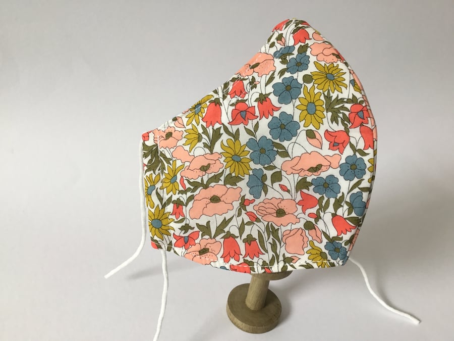 Liberty London 3 Layered Face Covering Mask with Removable Nose Wire 