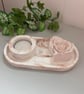 Blush Marble Home Fragrance Gift Set with Tea Light Holder & Flower Diffuser