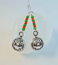 Halloween Pumpkin Earrings With Green & Orange Glass, Trick Or Treat, Spooky - Image 2