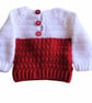 Festive Crochet Baby Jumper Santa Father Christmas, Red White Sweater 1-2 years  - Image 9