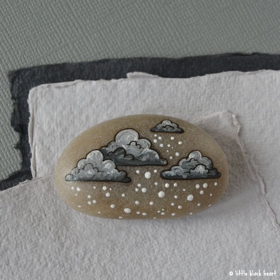snow cloud 5 - painted pebble 