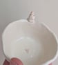 Ceramic tealight wth white bunny hearts and paw prints, rabbit candle holder - Image 1
