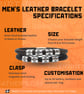 Men's Personalised Leather Bracelet with Four Hand Stamped Rings - Free Delivery - Image 6