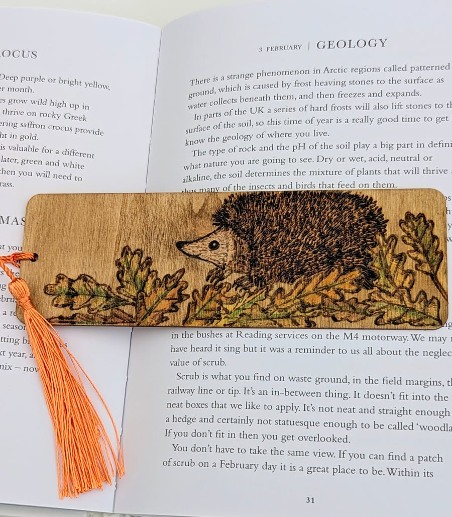Hedgehog bookmark,  pyrography,  wooden gift for a nature lover  