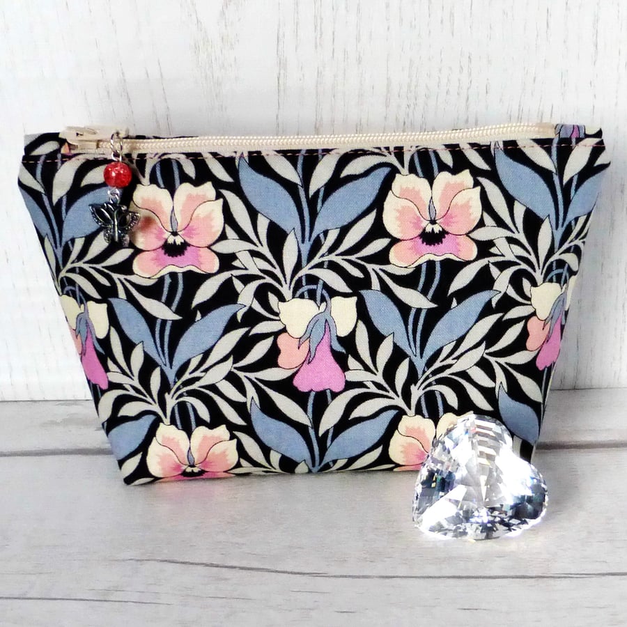 Liberty fabric make up bag, zipped pouch, cosmetic bag