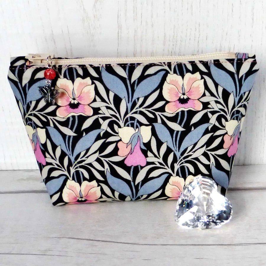 Liberty fabric make up bag zipped pouch cosme Folksy