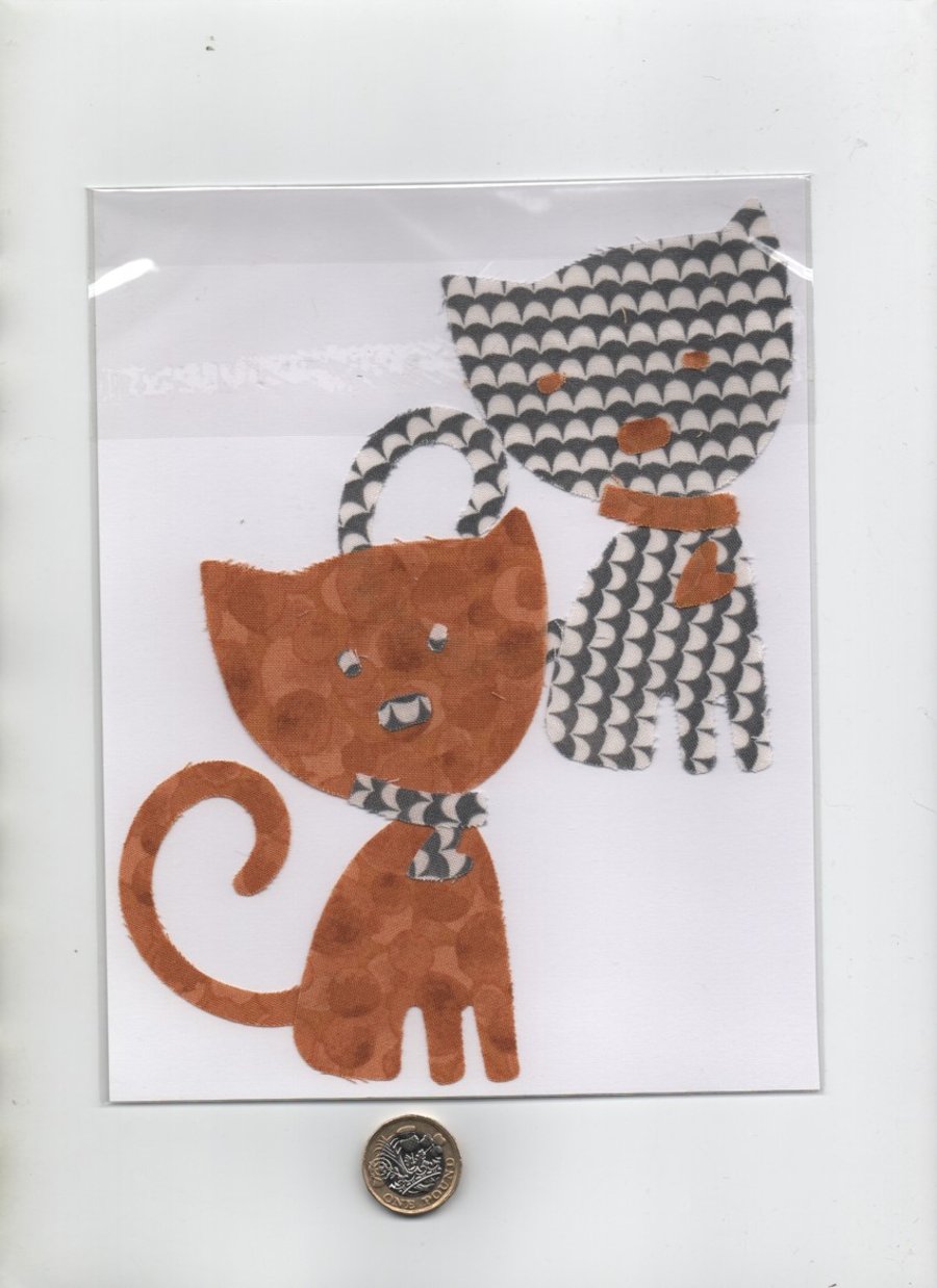 ChrissieCraft creative sewing KIT - 2 cute comic die-cut CATS for applique