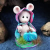 Tiny JourneyMouse 'Sofia' with suitcase OOAK Sculpt by Ann Galvin