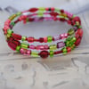 Strawberry Fields (memory wire) wrap bracelet