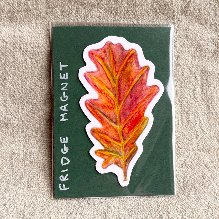 Red Oak Leaf Fridge Magnet