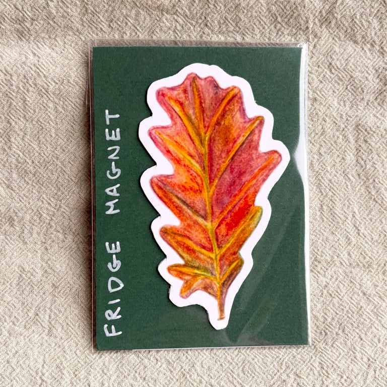 Red Oak Leaf Fridge Magnet