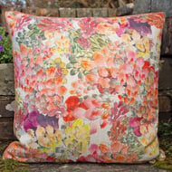 Linen and Velvet, Floral Cushion