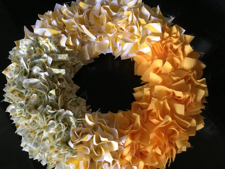 Wreath, Hand crafted. Rag wreath. Hand cut fabric wreath. Home decor.  CC695