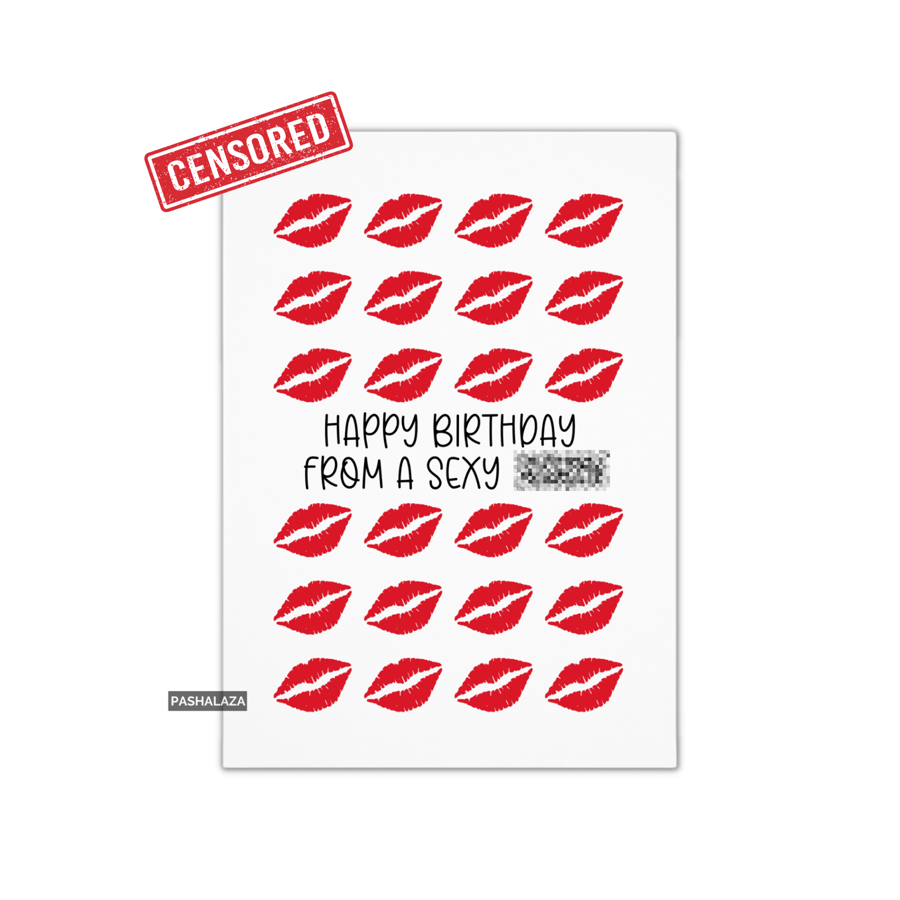 Funny Rude Birthday Card - Novelty Banter Greeting Card - Lips