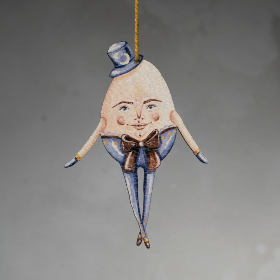 Wooden hanging decoration of Winston the egg man